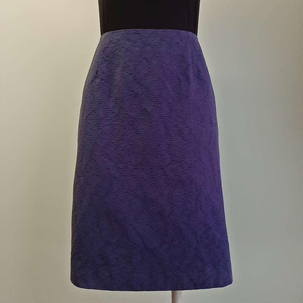 Carolina Herrera cotton jacquard navy pencil skirt